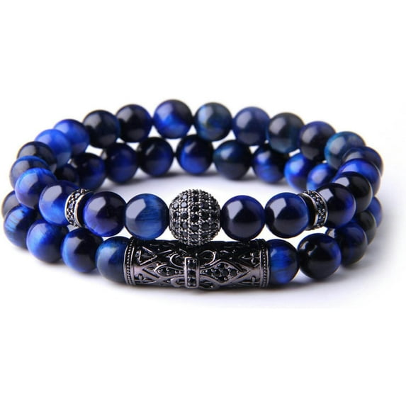 GXCZ Bracelets For Women Men Fashion Ball Charm Bangle Femme Polished Blue Stone Beads Bracelets Men