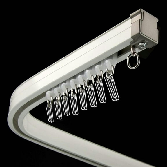 GXCZ Ceiling Curtain Rod Curved Curtain Track Ceiling/Wall Mounted, Wall Divider Curtain Track System, White Curtain Rod(Ceiling Mount,650cm/21.3ft)
