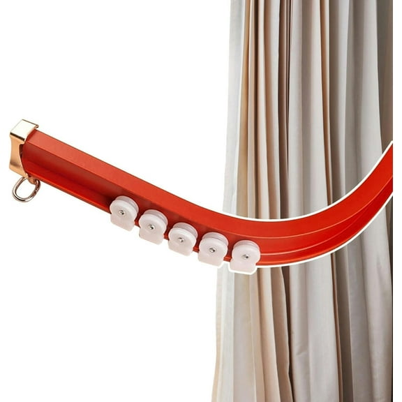 GXCZ Ceiling Curtain Rod Curved Curtain Track System, Ceiling/Wall Mount Curtain Track Rod, Room Red Curtain Rod Set,(Ceiling Mount,200cm/6.6ft)
