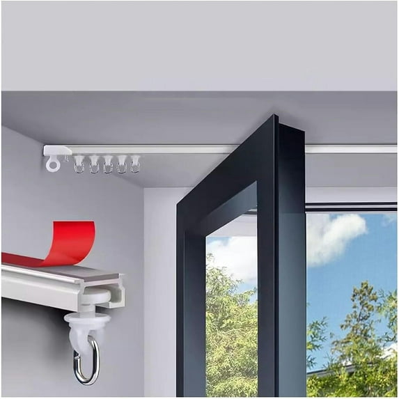 GXCZ Ceiling Curtain Rod Self Adhesive Ceiling Or Wall Curtain Track No Drill Curtain Rod, No Damage Curtain Track Hangers, Adhesive Curtain Rod(Ceiling Mount,21ft/641cm)