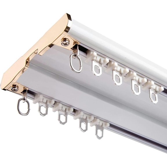 GXCZ Ceiling Curtain Rod Track With Double Row Of Pulley, Heavy Duty Double Curtain Track 1 To 6 Meters, For Bay Windows RV Room Divider Curtain Rail, White(Size:140cm/4.6ft)
