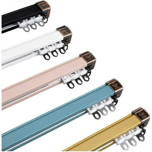 GXCZ Curtain Ceiling Track, Room Divider Curtain Rods System, Heavy Duty Aluminum Curtain Rail For RV Curtain Bunk Bed Bedroom Window(Black-Ceiling,480cm/4 * 120cm)