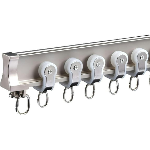GXCZ Curtain Rods Aluminium Curtain Track Easy To Bend For Curtains, Flexible Curtain Rail Ceiling Or Wall Mount Curved Sliding Track System, For Room Divider, Rv, Bay Window, Shower Space(Gray-wall,500cm(4 * 1.25m))