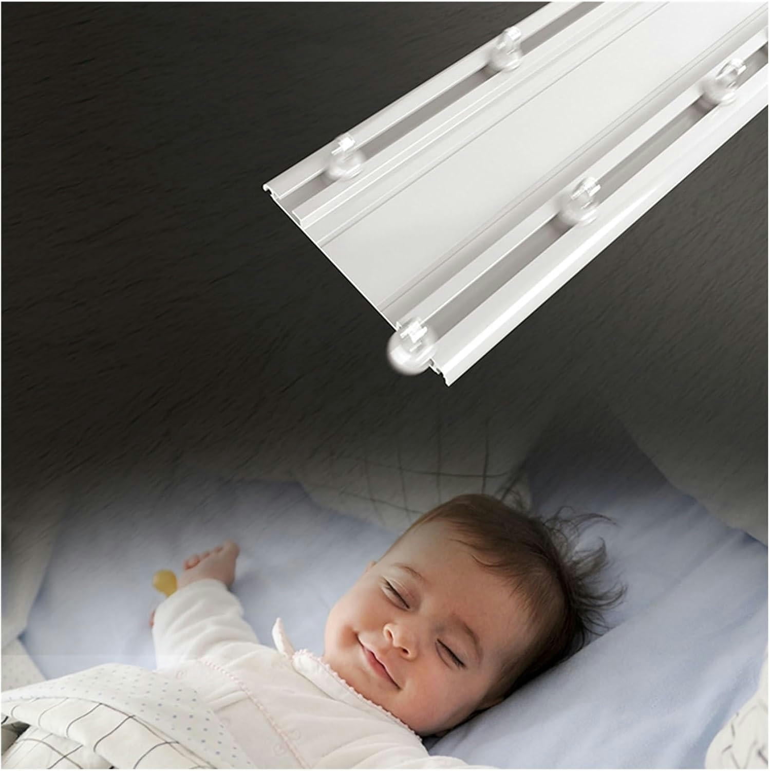 Double Row Curtain Track Silent Curtain Track Aluminum Heavy Duty Drop Ceiling Conjoined Curtain Rails For Curtains-Room Divider For Living Room Bedroom Hospital Easy Install(Black,3.2m(10.5ft