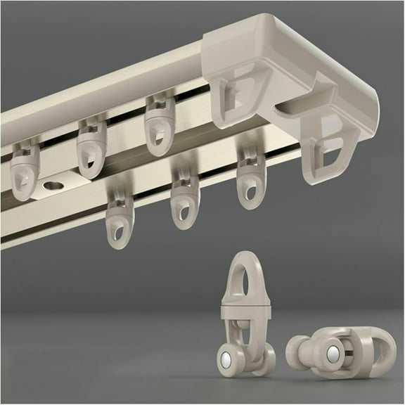 GXCZ Curtain Rods Heavy-Duty Curtain Conjoined Double Track - 70cm-600cm - Curtain Track Room Divider For Living Room Bedroom Drop Ceiling Shower - Ceiling Track System(White,130cm)