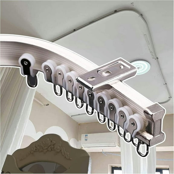 GXCZ Curtain Rods For Windows Ceiling Curtain Track, Curtain Track, White Curtain Pole 1m To 8m Long Bedroom Curtain Track Apartment Room Bathroom Curtain Rod(160cm/5.2ft)