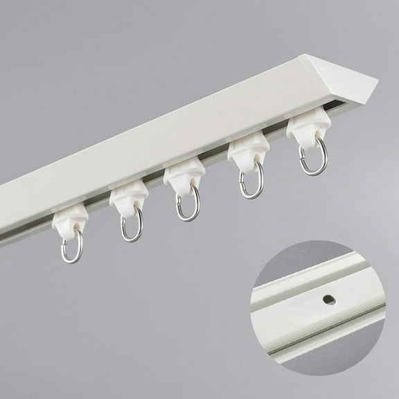 GXCZ Curtain Rods For Windows Ceiling Curtain Track, Heavy-Duty Aluminum Curtains Rails, Ceiling Mount Room Divider Curtain Rod Set For Living Room Bedroom Room Shower Divider White/Black(White,150cm/4.9ft)