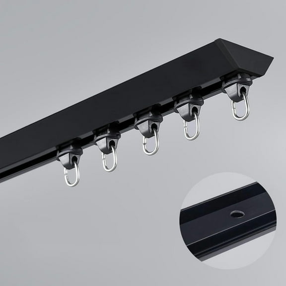 GXCZ Curtain Rods For Windows Ceiling Curtain Track, Heavy-Duty Aluminum Curtains Rails, Ceiling Mount Room Divider Curtain Rod Set For Living Room Bedroom Room Shower Divider White/Black(White,150cm/4.9ft)