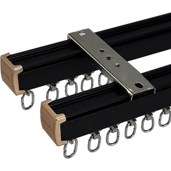 GXCZ Curtain Rods For Windows Curtain Rod Double Curtain Track, Black Straight Ceiling Curtain Track, Curtain Track Rod, Custom Size Available(600cm/19.7ft)