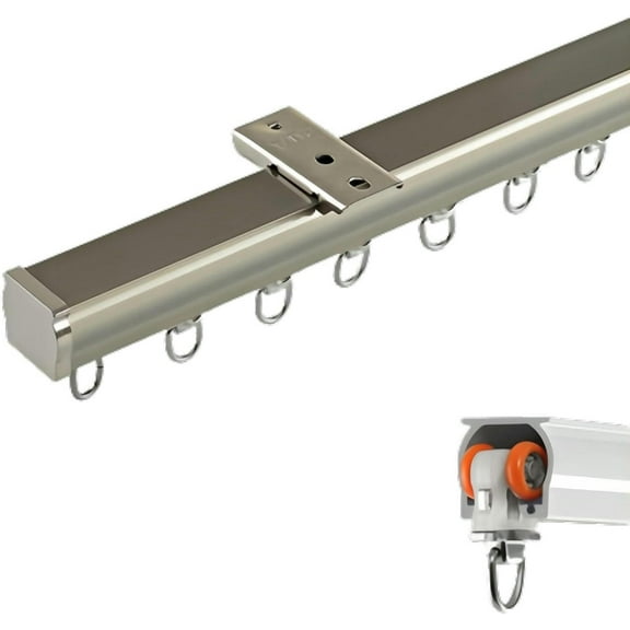 GXCZ Curtain Rods For Windows Curtain Track With Mute Rollers, Room Divider Curtain Rail System, Thickened Heavy Duty Aluminium Ceiling Track For Curtains Straight Curtain Track(White-ceiling,400cm(4 * 1m))