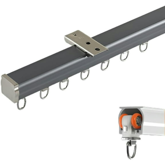 GXCZ Curtain Rods For Windows  Curtain Track With Mute Rollers, Room Divider Curtain Rail System, Thickened Heavy Duty Aluminium Ceiling Track For Curtains Straight Curtain Track(White-ceiling,400cm(4 * 1m))