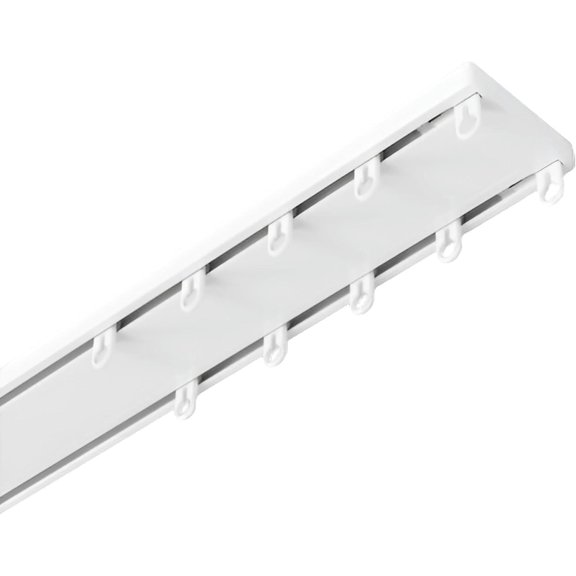 GXCZ Curtain Rods For Windows Double Row Ceiling Curtain Track (Ceiling Mounted) Sliding Curtain Rail For Living Room Bedroom Room Divider Conjoined Double Curtain Tracks System(Black,140cm/55.1in)