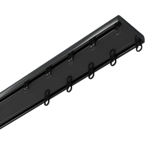 GXCZ Curtain Rods For Windows Double Row Ceiling Curtain Track (Ceiling Mounted) Sliding Curtain Rail For Living Room Bedroom Room Divider Conjoined Double Curtain Tracks System(Black,140cm/55.1in)