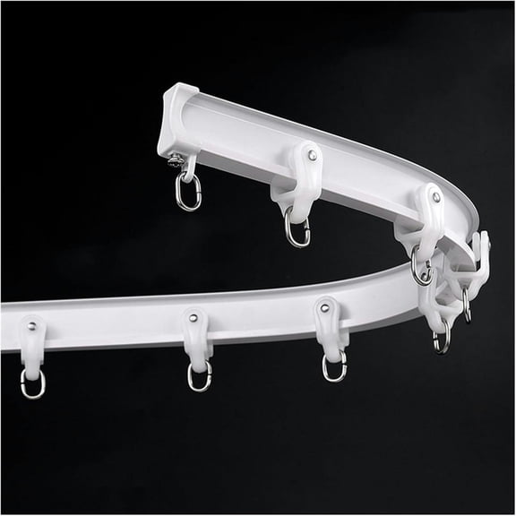 GXCZ Curtain Rods For Windows Heavy-Duty Ceiling Or Wall Curtain Track, Flexible Bendable Curtain Rail System 70-600cm Curved Rv Curtain Track, Ceiling Track For Curtains(White-ceiling,150cm/4.9ft)