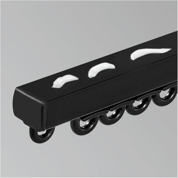 GXCZ Curtain Rods For Windows Self Adhesive Curtain Track, 70 100 200 300 600cm Curtain Rail, Curtain Single Tracks System, Room Divider Heavy Duty Drop Slide Ceiling Track For Rv, Hospital(Black,160cm-5.2ft(2 * 80cm))