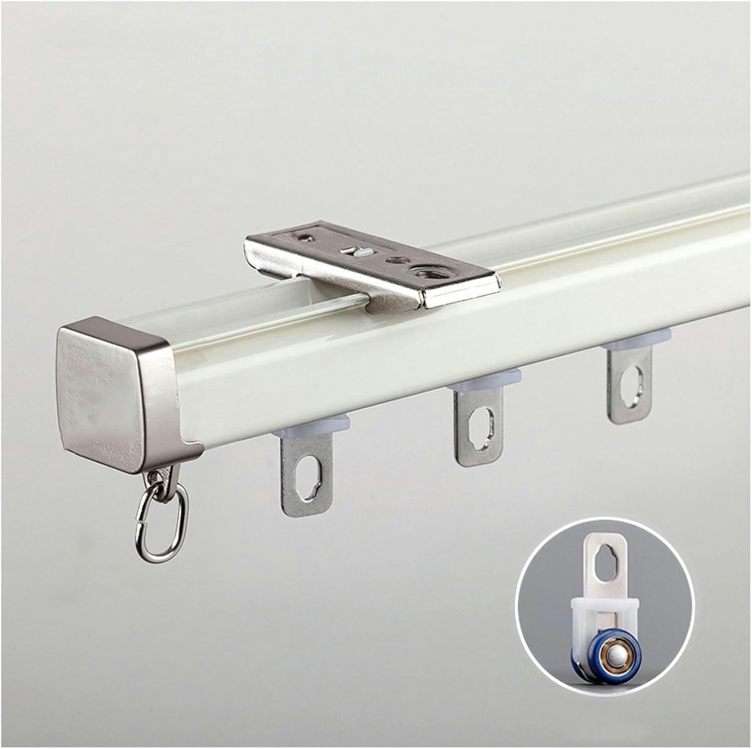 GXCZ Curtain Rods For Windows Single Curtain Rail Track Ceiling/Wall Mounted Curtain Track System 70-100-300-600cm Ceiling Track For Curtains, Drapes, And Room Dividers(White-ceiling,70cm/2.3ft)