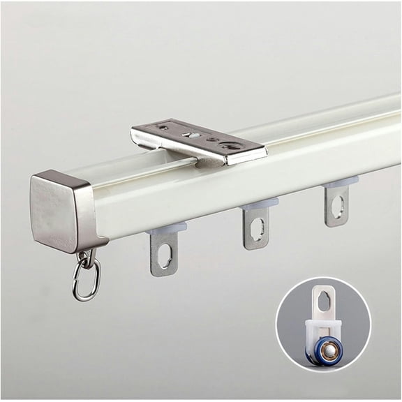 GXCZ Curtain Rods For Windows Single Curtain Rail Track Ceiling/Wall Mounted Curtain Track System 70-100-300-600cm Ceiling Track For Curtains, Drapes, And Room Dividers(White-ceiling,70cm/2.3ft)
