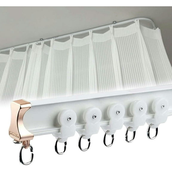 GXCZ Curtain Rods For Windows White Ceiling Curtain Track Rod, Aluminium Shower Curtain Track, Room Partition Curtain Rod, DIY Installation(200cm/6.6ft)