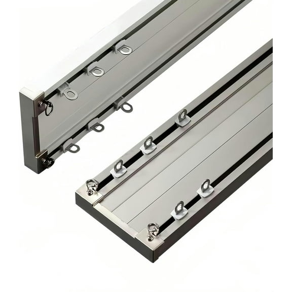 GXCZ Curtain Rods For Windows White/Champagne Conjoined Double Curtain Track, 70 75 80 85 90 100 500 600cm Custom Sliding Curtain Rail, Ceiling Twin Row Curtain Track System For Room/Dividers(Champagne,260cm(2 * 130cm))