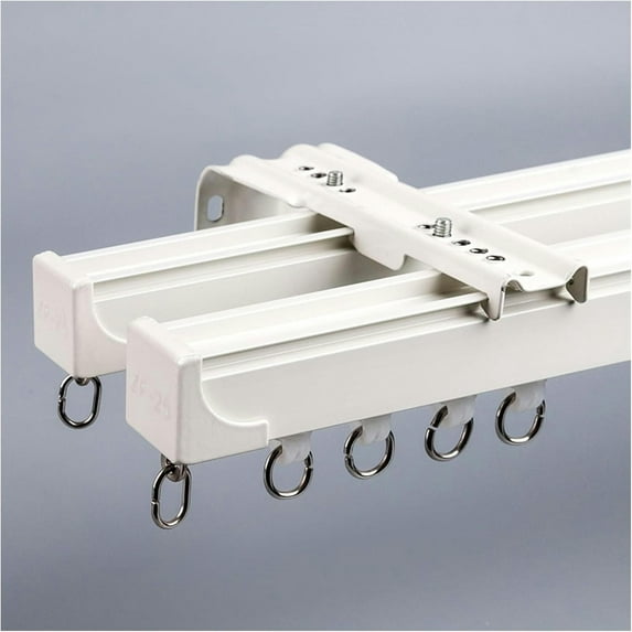 GXCZ Double Curtain Rod For Windows, Aluminum Curtain Track For Ceiling Or Wall Mounting, Heavy-Duty Curtain Rails For Living Room Bedroom Room Divider(White-ceiling,200cm/2 * 100cm)