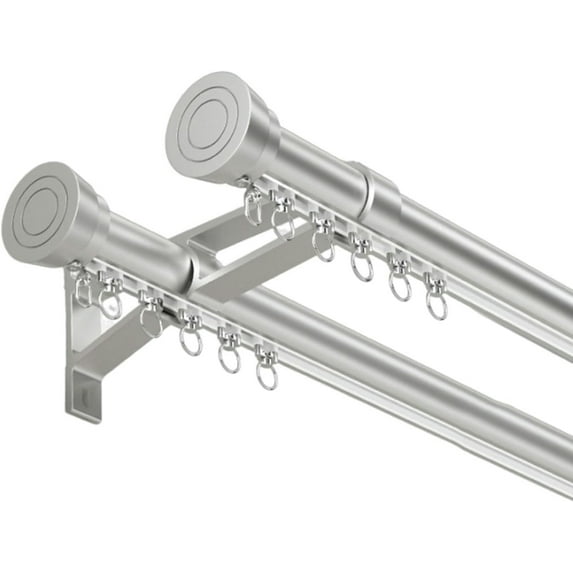 GXCZ Double Curtain Rod Set, Wall Mounted Curtain Poles For Windows, With Track, Roller, Installation Hardware, And End Cap(Color:Black,Size:360cm/3 * 120cm)