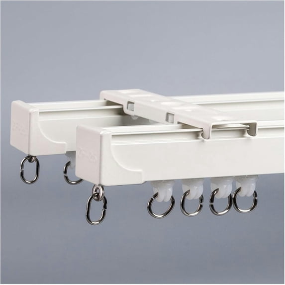GXCZ Double Curtain Rod For Windows, Aluminum Curtain Track For Ceiling Or Wall Mounting, Heavy-Duty Curtain Rails For Living Room Bedroom Room Divider(White-ceiling,200cm/2 * 100cm)