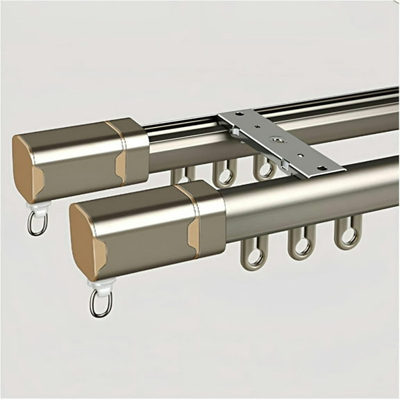 GXCZ Double Curtain Track Ceiling Wall Mount, Aluminum Curtain Track With Silent Strips, Heavy-Duty Curtain Rails For Bunk Bed Bay Window Room Divider(Color:White-B,Size:560cm/4 * 140cm)