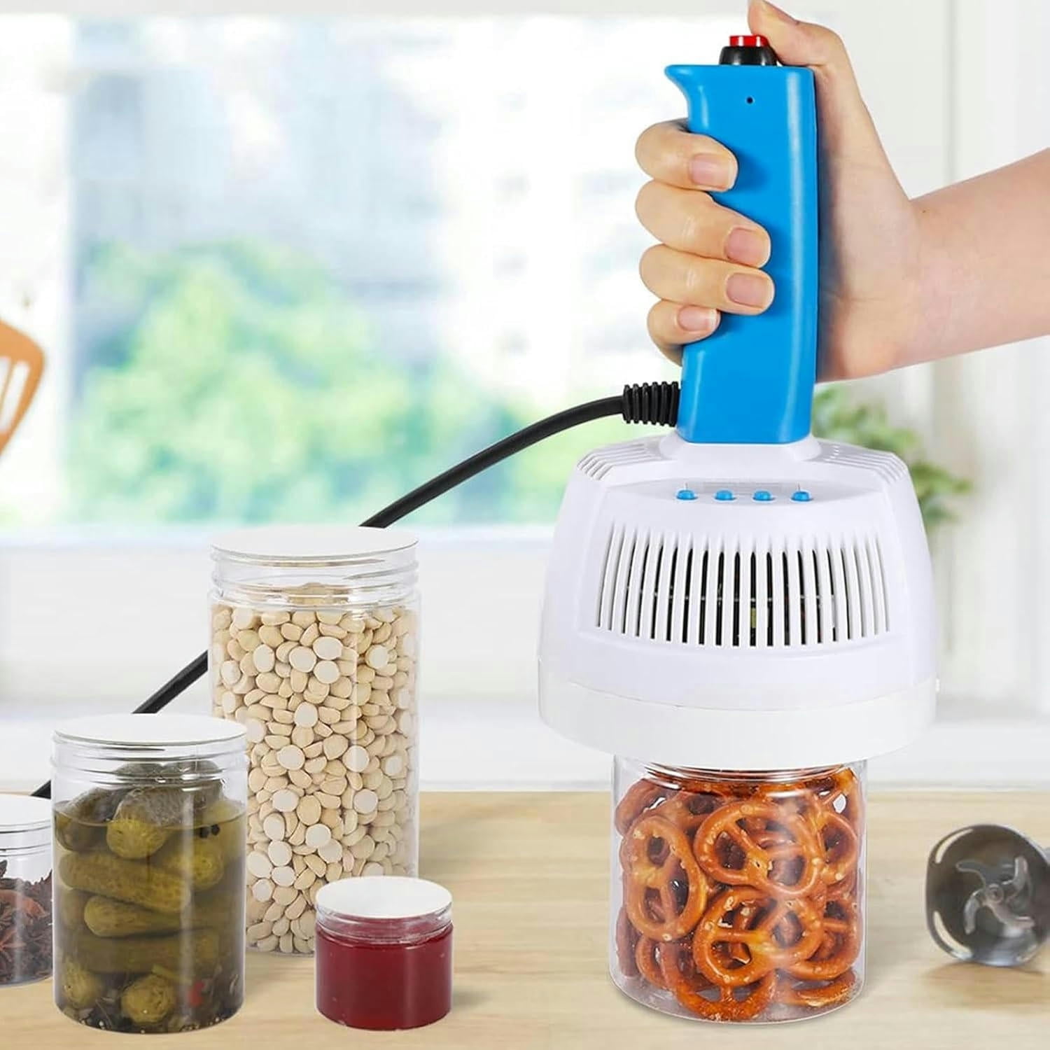 GXCZ Food Saver Vacuum Sealer Machine Hand Held Induction Bottle Sealer 20-100mm, Portable Manual Sealing Machine Aluminum Foil Plastic Capping Machine Sealer Power Adjustable for Plastic Glass Bottles