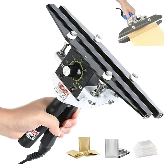 GXCZ Handheld Sealing Machine,Heat Crimp Sealer,Portable Hand Vacuum Sealer Machine Anti Slip Handle 0-300 Digital Temperature Control Foil Bag Cellophane Bag Kraft Paper Bag,20cm(20Cm)