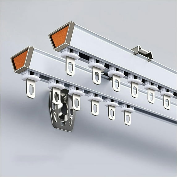 GXCZ Heavy Duty Curtain Double Rods For Windows, Room Divider Curtain Conjoined Double Tracks Ceiling Or Wall Mounting, For Office Home(White-ceiling,320cm/3 * 107cm)