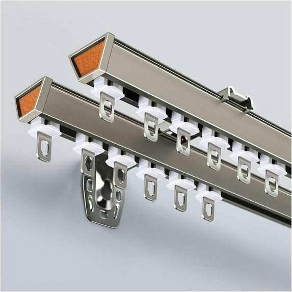 GXCZ Heavy Duty Curtain Double Rods For Windows, Room Divider Curtain Conjoined Double Tracks Ceiling Or Wall Mounting, For Office Home(White-ceiling,320cm/3 * 107cm)