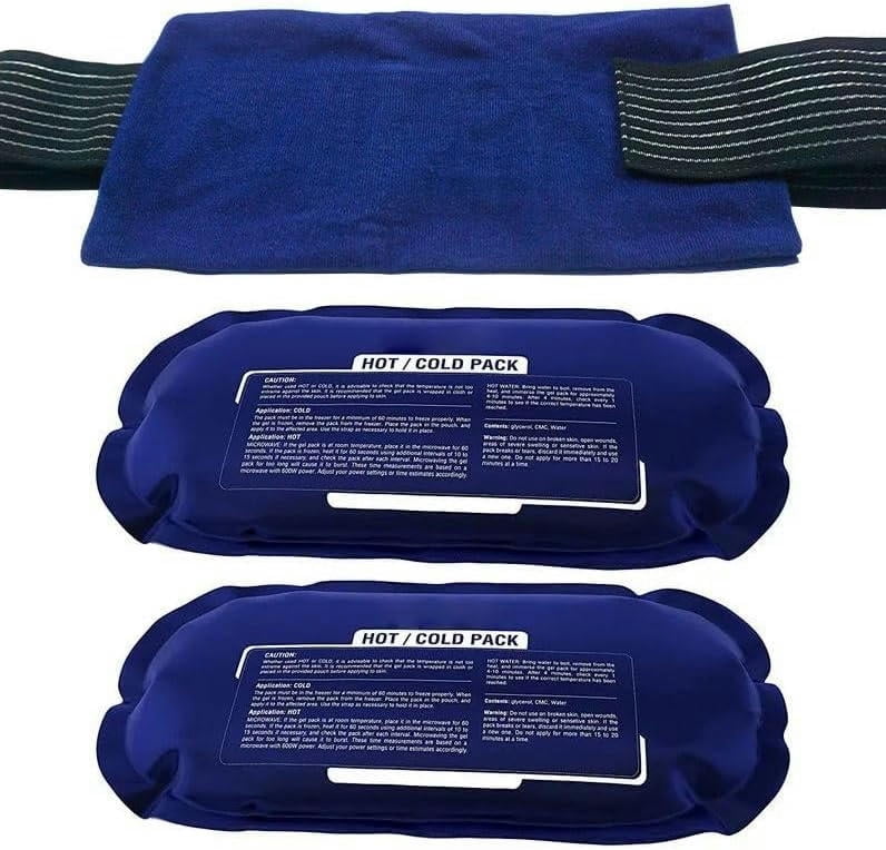 GXCZ Ice Pack (3-Piece Set), Reusable Hot and Cold Therapy Gel Wrap, for Injuries Joint Pain Muscle Soreness and Body Inflammation Adjustable & Flexible for Knees Back Shoulders Arms and Legs