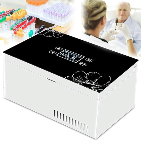 GXCZ Mini Insulin Refrigerated Box,Portable Medicine Cooler Refrigerator,Built-Battery Travel Car refrigerator,for Travel Home Constant Temperature Reefer Rechargeable LCD Display 0-18 Adjustable
