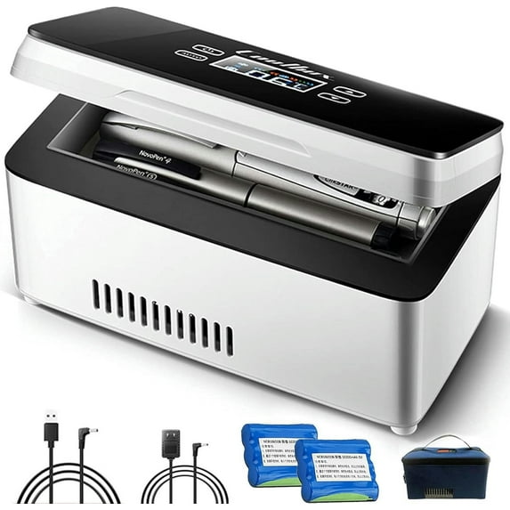 GXCZ Portable Insulin Cooler Refrigerated Box,Large Capacity and LCD Screen Display Medicine Small Refrigerator,with LED Display and Storage Bag,for Drug Storage