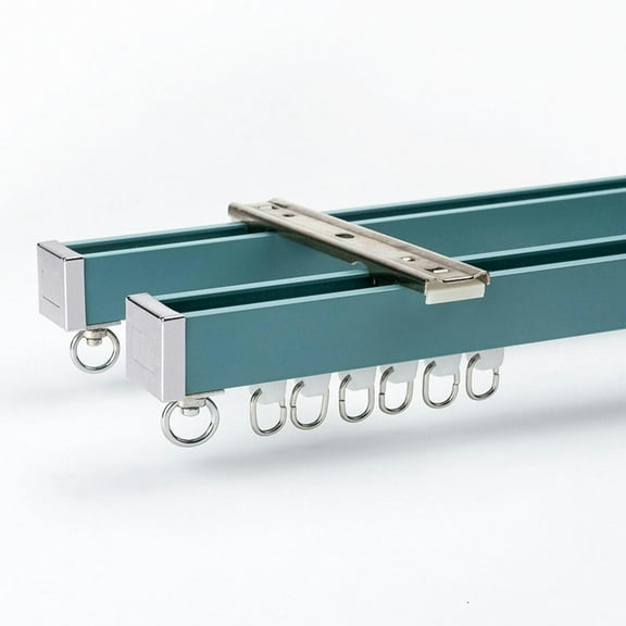 GXCZ Window Curtain Rod 100cm To 600cm Aluminum Curtain Track, Double Track Room Divider - Ceiling Or Wall Mount - Silent Curtain Rail Wall Divider Curtain, Customized Length(White-Ceiling,110cm/3.6FT)