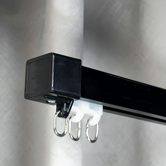 GXCZ Window Curtain Rod Aluminium Curtain Track Heavy Duty Curtain Rails Track System, Room Divider Track, Slide Quietly Curtain Track Rail For Window, Ceiling/Wall Mounted Runner Rail(Black-ceiling,140cm/4.6ft)