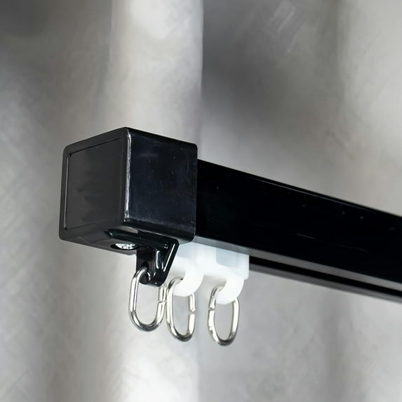 GXCZ Window Curtain Rod Aluminium Curtain Track Heavy Duty Curtain Rails Track System, Room Divider Track, Slide Quietly Curtain Track Rail For Window, Ceiling/Wall Mounted Runner Rail(Black-ceiling,140cm/4.6ft)