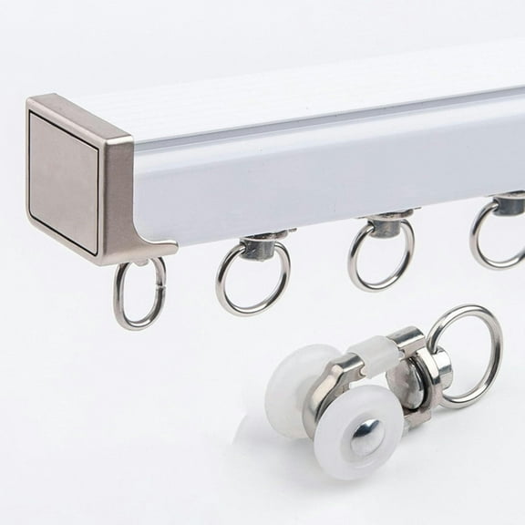 GXCZ Window Curtain Rod Curtain Track Set (70-600cm) Ceiling Or Wall Mount Curtain Rail For Curtains, Mute Rollers, Wall Divider Curtain Curtain Pole For Living Room/Bedroom/Bunk Bed(Gray-ceiling,120cm/3.9ft)