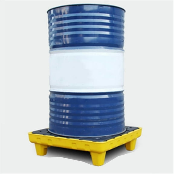 GXCZ Yellow Polyethylene Two Drum Spill Pallet with Drain, 300-1200kg Load-Bearing, Low Profile Spill Containment Pallet (Size : 67.5x67.5x15)
