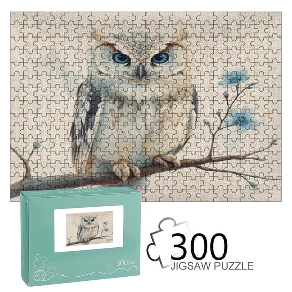 GXFACAI  Blue-eyed owl perched Wooden Jigsaw Puzzle, HD Printed Art Puzzle, Interactive Family Game, Wall Decor for Bedroom Living Room, Educational, Fun Gift for Adults and Family