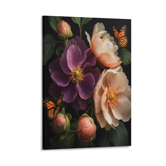 GXFACAI   Butterflies Dancing Among Blooms Wall Art, High-definition Printed Frameless Canvas Wall Art, Suitable for Hanging in Bedrooms, Dormitories, and Living Rooms, for Adult and Home Decoration
