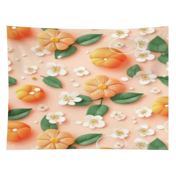 GXFC 3D Orange Blossom Fruit Pattern Tapestry, Polyester Print Wall Hanging Tapesties for Bedroom Dorm  Living Room, Aesthetic Home Decor for Adults And Family,
