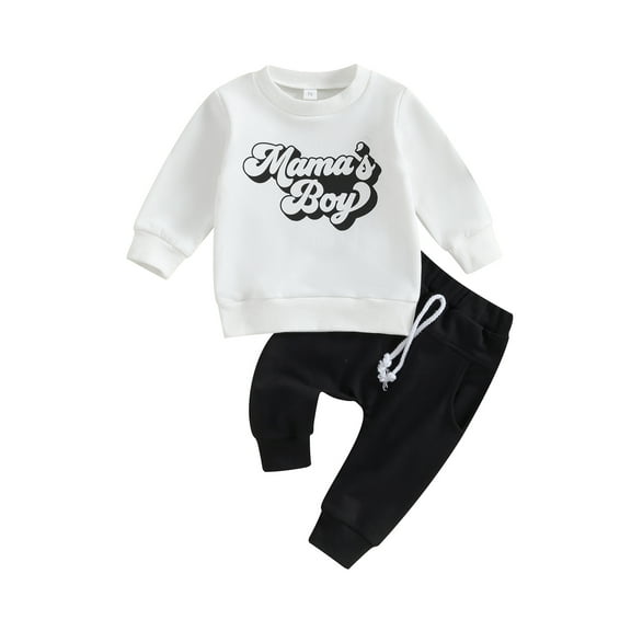 GXFC Baby Boys Fall Outfits Set Clothes 6M 1T 2T 3T Toddler Boys Long Sleeve Letter Print Sweatshirt and Drawstring Sweatpants 2 Piece Casual Autumn Clothing for Kids Boys
