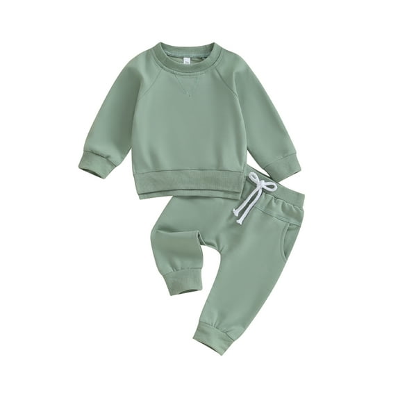 GXFC Baby Boys Fall Outfits Set Clothes 6M 1T 2T 3T Toddler Boys Long Sleeve Sweatshirt and Drawstring Sweatpants 2 Piece Casual Autumn Clothing for Kids Boys