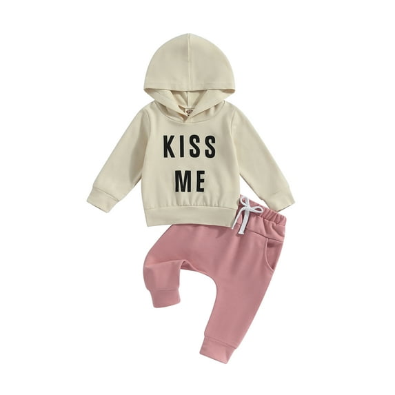 GXFC Baby Boys Fall Tracksuit Outfits Clothes 6M 1T 2T 3T Kids Boys Long Sleeve Hood Letter Print Sweatshirt and Elastic Waistband Long Pants 2 Piece Casual Autumn Clothing for Toddler Children Boy