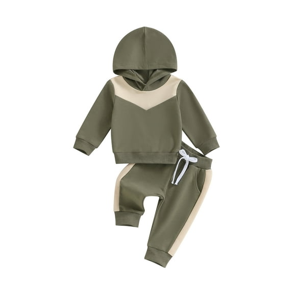 GXFC Baby Boys Fall Tracksuit Outfits Set Clothes 6M 1T 2T 3T Kids Boys Long Sleeve Contrast Color Hoodie and Sweatpants 2 Piece Casual Autumn Clothing for Toddler Boys