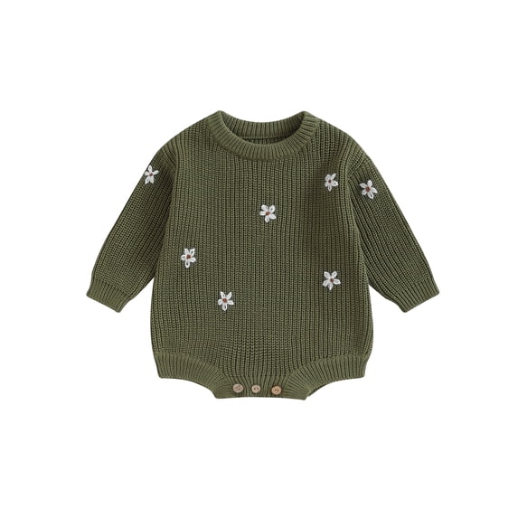 GXFC Baby Fall Romper Sweater for Girls 6M 12M 18M 24M Infant Long Sleeve Flower Jumpsuit Bodysuit Autumn Clothing for Newborn Girls