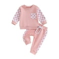 thumbnail image 1 of GXFC Baby Girl Fall Outfits Set Clothes 6M 1T 2T 3T Kids Girl Long Sleeve Plaid Print Sweatshirt Tops Pants 2Pcs Casual Autumn Clothing for Toddler Girl, 1 of 9