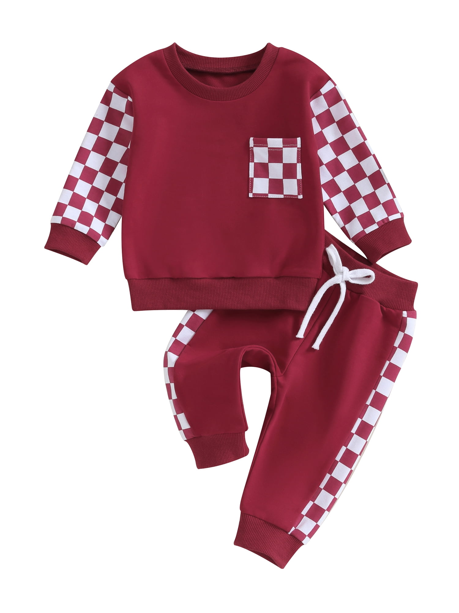 GXFC Baby Girl Fall Outfits Set Clothes 6M 1T 2T 3T Kids Girl Long Sleeve Plaid Print Sweatshirt