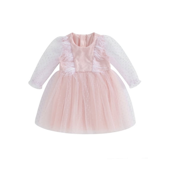 GXFC Baby Girls Fall Dress Clothes 6M 12M 18M 2T 3T Toddler Girls Long Sleeve Square Neck A-line Dress Spring Princess Dress Clothing for Kids Girls